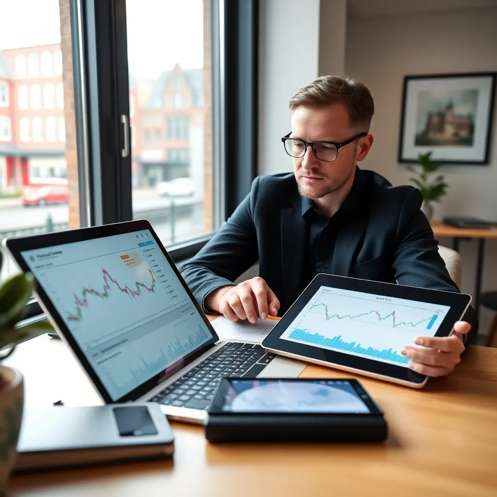 Persoon analyseert affiliate marketing statistieken op computer