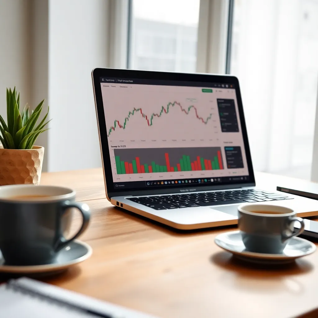 ETF beleggen op Nederlandse laptop met financiële grafieken